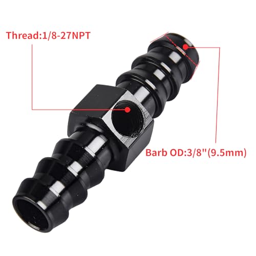 Universal 0-15psi Fuel Pressure Gauge 1/8" NPT Oil Press Gauge with 3/8" Barb Inline Fuel Pressure Gauge Fitting Adapter - size: 0-15Psi