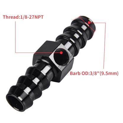 Universal 0-15psi Fuel Pressure Gauge 1/8" NPT Oil Press Gauge with 3/8" Barb Inline Fuel Pressure Gauge Fitting Adapter - size: 0-15Psi