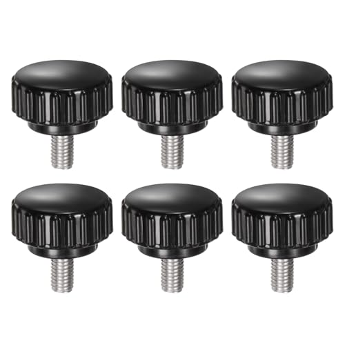 uxcell 6pcs Knurled Clamping Knobs M5 x 10mm Metric 304 Stainless Steel Male Thread Thumb Screw on Type 22mm Plastic Round Head Threaded Hand Bolt Stud Knobs Black - size: M5 x 10mm x 22mm