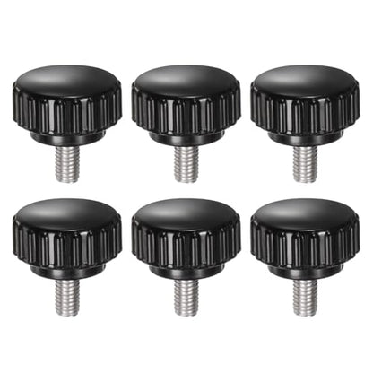 uxcell 6pcs Knurled Clamping Knobs M5 x 10mm Metric 304 Stainless Steel Male Thread Thumb Screw on Type 22mm Plastic Round Head Threaded Hand Bolt Stud Knobs Black - size: M5 x 10mm x 22mm