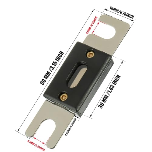 BOJACK 0/2/4 Gauge AWG In Line ANL Fuse Holder with 200 Amp Fuse - size: 200 Amp