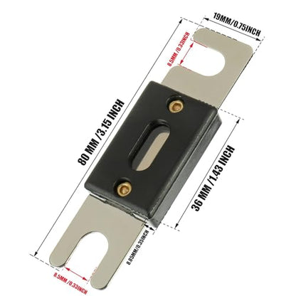 BOJACK 0/2/4 Gauge AWG In Line ANL Fuse Holder with 200 Amp Fuse - size: 200 Amp