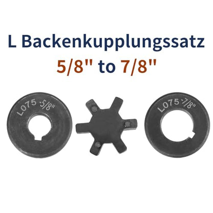 uxcell 5/8" to 7/8" L075 Flexible 3-Piece L-Jaw Coupling Coupler Set & Buna-N NBR Rubber Spider for Log Splitter Hybrid Equipment - size: 5/8" to 7/8"