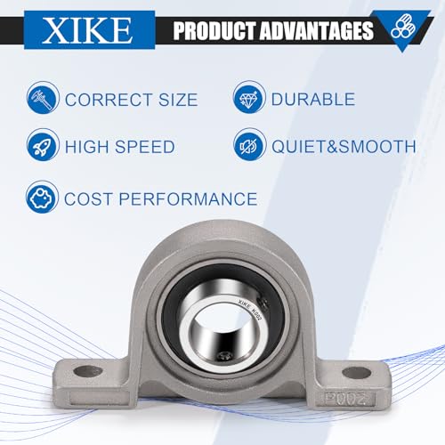 XIKE 4 Pcs KP002 Mounted Pillow Block Bearings Bore 15mm/0.59inch. - size: KP002 Bore 15 mm