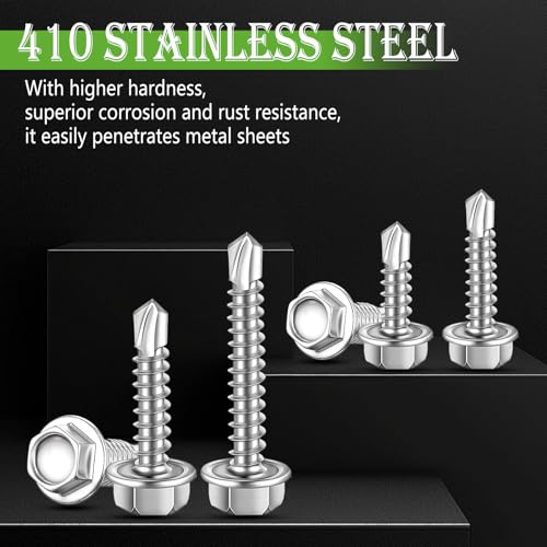 mxuteuk 300PCS #8#10 Self Tapping Screws for Metal,410 Stainless Steel - size: SV 300PCS #8 #10 Kit