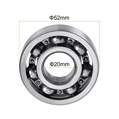 uxcell 6304 Deep Groove Ball Bearings 20mm Bore 52mm OD 15mm Thick C3 Clearance Open Type Chrome Steel - size: 20x52x15mm