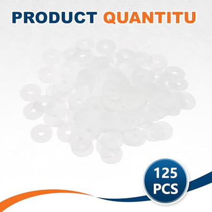 PATIKIL 125 Pcs Nylon Flat Washer M3 3mm ID 12mm OD 1mm THK White - color: White, size: 3mm x 12mm x 1mm
