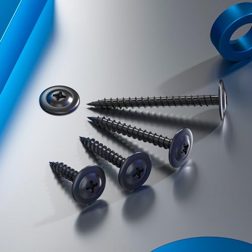 VGBUY 100Pcs #8 x 2 Inch Wood Screws Phillips Modified Truss Head Stainless Steel 410 Quick Metal Self Tapping Screws,Black Zinc Plated - color: Black, size: #8 x 2 inch