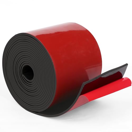 WochiTV Adhesive Solid Rubber Strips, 4" Wide x 1/4" Thick x 120" Long Self Stick Black Neoprene Rubber Rolls Perfect for DIY Insulation Cushion Gasket, Sealing, Liner, Weather Striping - size: 4" W X 120" L, style: 1/4" Thick Adhesive