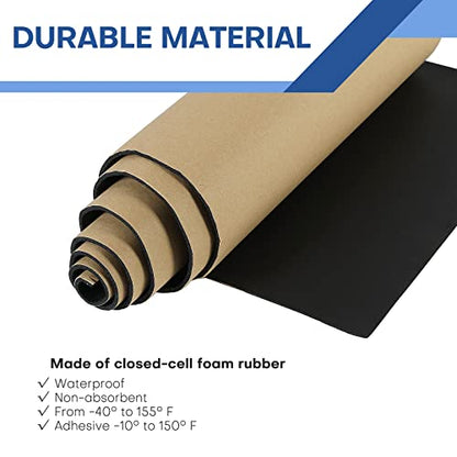 MYFULLY Sponge Neoprene Roll with Adhesive (1/8" T x 12" W x 54" L) - size: 1/8" Thick x12" Wide x 54" Long