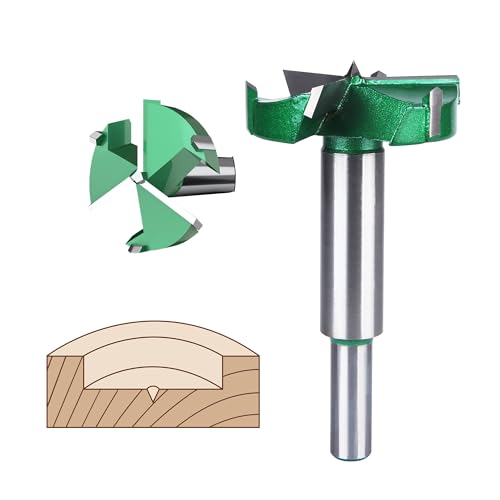 HUHAO 2" | 50mm Triple Flute Forstner Drill Bit, Tungsten Carbide Upgraded Drilling Hole Saw Woodworking Hinge Cutter Tool Kits for Wood,Plywood,Plastic,MDF - size: 50 mm