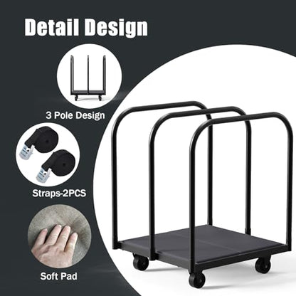3 Pole Soft Platform Folding Table Cart, Panel Cart with 4Inch Caster - size: 3 Pole With Soft Pad