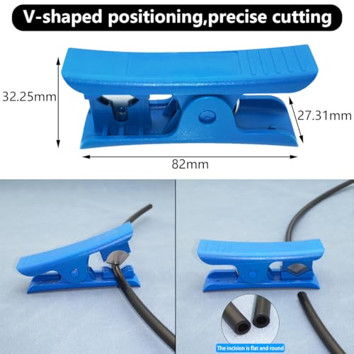 CESFONJER Pneumatic Hose, Polyurethane Air Compressor Hose with Blue pipe Cutter, Black PU Tubing 10M used for Gas source transmission (OD 8mm x ID 5mm)