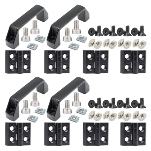 2020 Aluminum Extrusion T Slot Hardware 8Pcs Pivot Hinge 4Pc Handle - style: 4 sets with M6 8 sets with m4