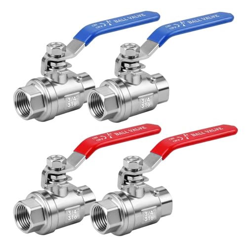 3/4" Full Port Ball Valve 316SS, NPT, 4-Pack - size: 3/4 inch (4 Pack)