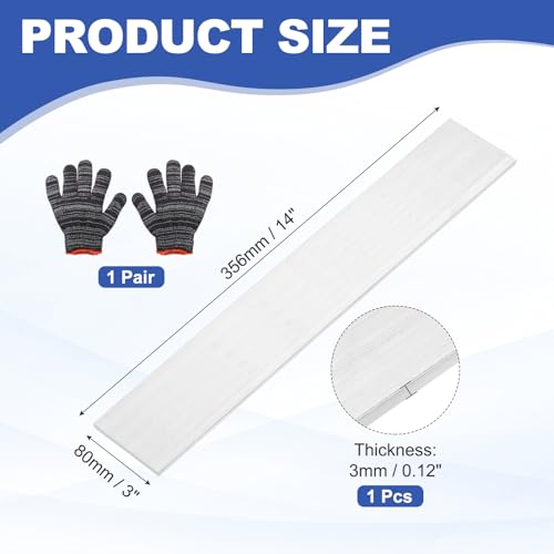 uxcell Square Aluminum Flat Bar with Gloves 0.12"x3"x14"/3x80x356mm - size: 0.12" x 3" x 14"/3 x 80 x 356mm