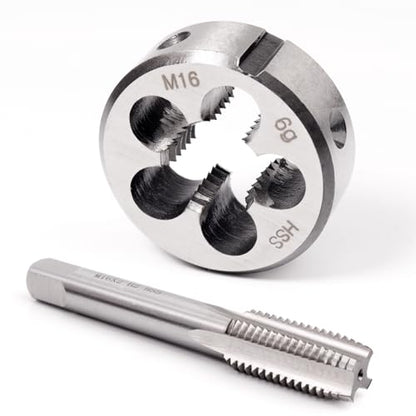 ATOPLEE HSS 6542 M16 X 2.0 Tap and Die Set, Right Hand Machine Thread Tap Die Set (M16 X 2.0) - size: M16 X 2.0