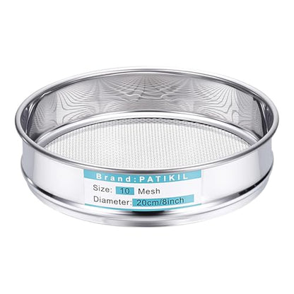 PATIKIL Lab Sieve 10 Mesh(2mm) 7.9"(20cm) Diameter Sifting Screen - size: 10 Mesh(2mm)/7.9"