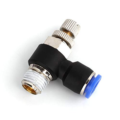 SNS 5/16"Tube OD x 1/4 NPT 90 Degree Elbow Air Flow Control Valve Push To Connect Fitting Speed control valve(10 PCS) JSC5/16-N02 - size: JSC5/16-N02