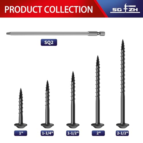 Pocket Hole Screws #8 x 2 Inch (250Pcs) 2lb. Carbon Steel, Black, Washer Head, Coarse Thread, Square Drive,150MM Drive Bit Included - color: Black, size: #8 x 2"