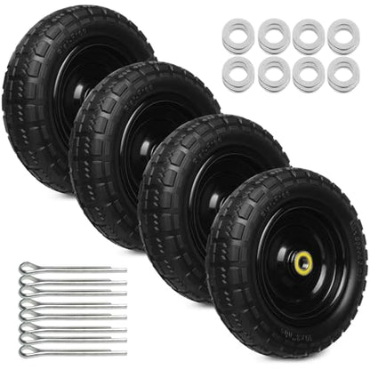 13 Inch Solid Rubber Tires, 4.00-6 Tire Flat Free with 5/8" Bearings, 2.17" Offset Hub for GOR Garden Cart, Wheelbarrow, Trolleys, Hand Trucks and Yard Trailers(4 Pack) - size: 13 INCH - 4 PACK