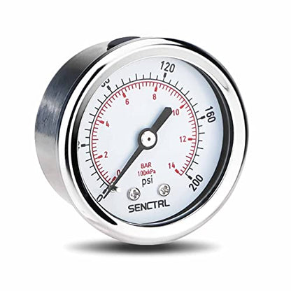 SENCTRL 0-200 Psi Pressure Gauge, 1/8" NPT Back Mount - size: 0-200Psi, style: Back Mount (1/8" NPT)