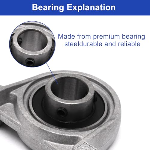 Pillow Block Bearing 4Pcs, 3/8" (10mm) ID Mounted Pillow Block Bearings, Vertical Zinc Alloy Steel Mounted Flange Bearing, Self Alignment, KP000 - size: 3/8"(KP000)