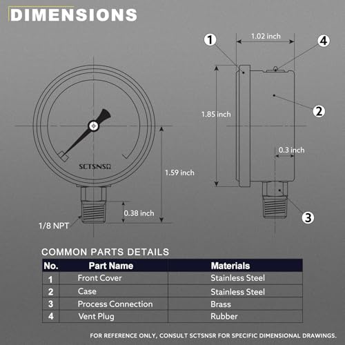 0-100 Psi Fuel Pressure Gauge, 1/8" NPT Lower Mount - size: 0-100 Psi, style: Lower Mount