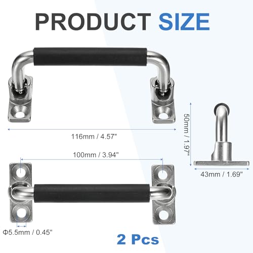 uxcell 2Pcs 304 Stainless Steel Folding Pull Handle (Hole Distance 4") - size: 4 Inch
