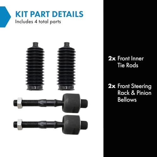 TRQ Front Steering Kit Steering Rack & Pinion Bellow Tie Rod - style: PSA27279