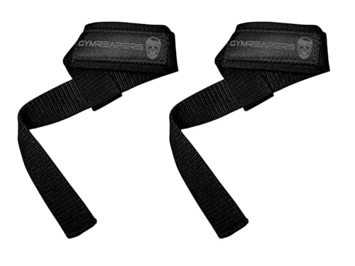 Gymreapers Lifting Wrist Straps for Weightlifting, Bodybuilding, Powerlifting, Strength Training, & Deadlifts - Padded Neoprene with 18" Cotton - color: Black/Black