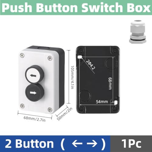 22mm Momentary Push Button Switch Station Box Emergency Stop Buttons IP65 Waterproof Control Switch for Gate Opener Self-Resetting Self-Locking Industrial Hand-Held Control Box(Two Button) - size: 2 Button ( ← → )