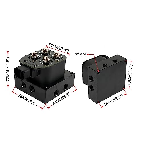1/4" NPT 12V 2 Corner Block Manifold Solenoid Valve for Air Bag Suspension Systems, 0-300Psi Pressure Rating, Fast Response Time, Heavy-Duty, Universal Fit for Auto & Motorcycle, Aluminum - size: 4 valves