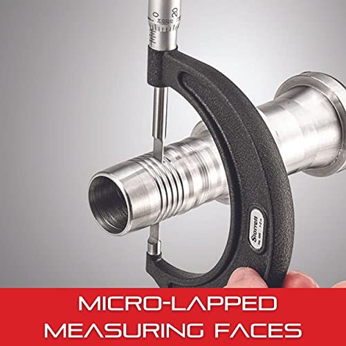 Starrett Outside Micrometer with One-Piece Spindle, Satin Chrome Finish and Advanced Sleeve Design - Quick and Easy Adjustment, 0-1" Range, .001" Graduation - 436.1XRL-1