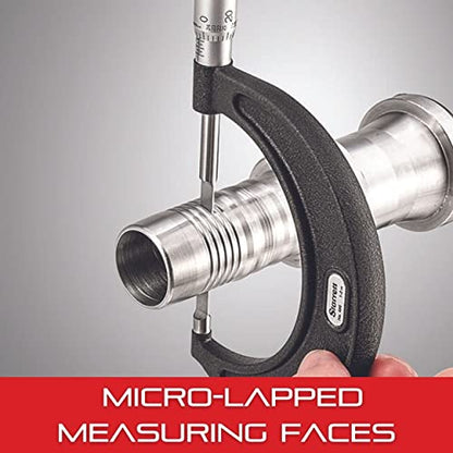 Starrett Outside Micrometer with One-Piece Spindle, Satin Chrome Finish and Advanced Sleeve Design - Quick and Easy Adjustment, 0-1" Range, .001" Graduation - 436.1XRL-1