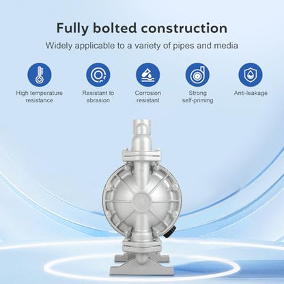 Air Diaphragm Pump 1-1/2" Outlet Chemical Transfer Pump Industrial - color: Silver, size: 1-1/2 inch