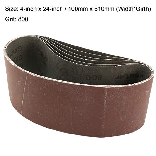 uxcell 4-Inch x 24-Inch Aluminum Oxide Sanding Belt 800 Grits Sandpaper Flush Joint for Belt Sander 6pcs