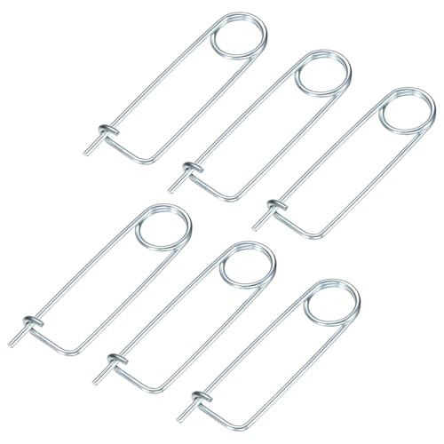 M METERXITY 6-Pack Brooch Shape Cotter Safety Pin, 2x45mm Spring Steel Pins Quick Lock Brooch Fastener for Garden/Lawn/Farm Hook, Heavy Retainer Clips - size: 2x45mm