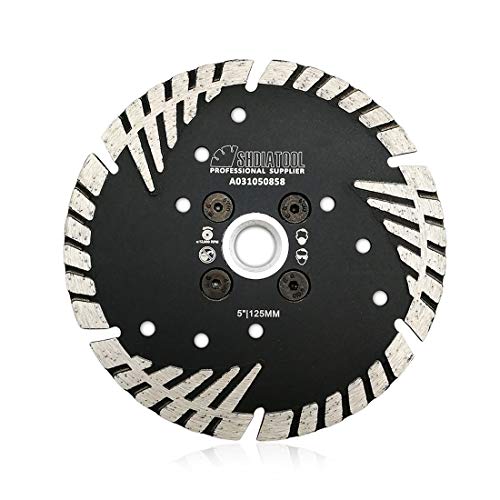 SHDIATOOL Diamond Turbo Blade Dia 5 Inch with Slant Protection Teeth Cutting Stone Granite Marble Concrete Brick with 5/8-11 Thread - size: 125mm(5/8-11 Thread)