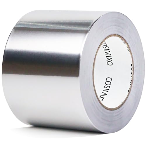 COSIMIXO Silver Aluminum Foil Duct Tape 4 Inches x 55Yards,Heavy Duty,High Temperature Sealing and Patching,Perfect for HVAC,Air Ducts,Foamboard,Metal Repair,Insulation,Dryer Vent and More - size: 3.2Mil x 4" x 55Yds