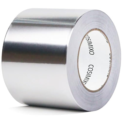 COSIMIXO Silver Aluminum Foil Duct Tape 4 Inches x 55Yards,Heavy Duty,High Temperature Sealing and Patching,Perfect for HVAC,Air Ducts,Foamboard,Metal Repair,Insulation,Dryer Vent and More - size: 3.2Mil x 4" x 55Yds