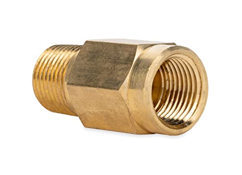 Camco RV Water Heater Backflow Preventer - Features a Heavy-Duty Brass with a Stainless Spring Construction and a 1/2"-14 NPT Male x 1/2"-14 NPT Female (23303)