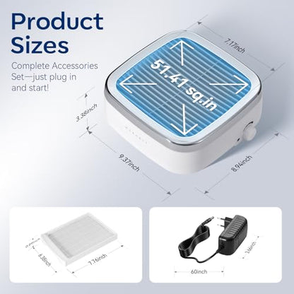 Makartt Nail Dust Collector Plug-in: 60W Dual Turbine Dust Extractor - color: Plug-in Nail Dust Collector-sylvie
