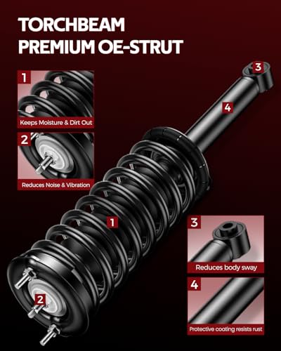 1331587 Torchbeam Shock Absorber Struts with Coil Springs Set of 2 Compatible with Volvo S80 1999 2000 2001 2002 2003 2004 2005 2006 Complete Struts Shocks Assembly - size: Volvo S80 1999 - 2006