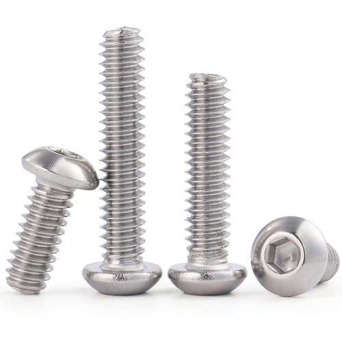 VGBUY 28Pcs 5/16-18 x 1" Button Head Socket Cap Bolts Screws, 304 Stainless Steel 18-8, Allen Hex Drive, Bright Finish, Fully Threaded, Hex Spanner Included - color: Silver, size: 5/16-18 x 1"