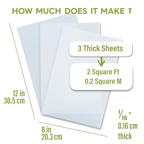 Polly Plastics Heat Moldable Plastic Sheets | 8-inch x 12-inch x 1/16-inch | Made in the USA | for Cosplay, Crafting, and Art Projects | Paintable (3 Sheets)