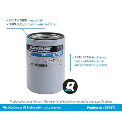 Quicksilver 16595Q Oil Filter for MerCruiser High Performance V8 Engines
