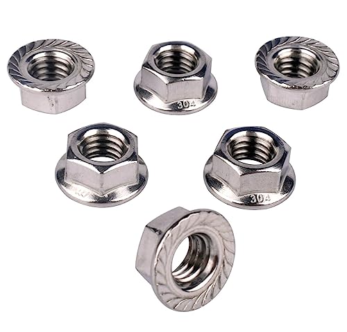 5/16"-18 Serrated Flange Hex Nuts, 304 Stainless Steel 18-8, Coarse Thread UNC, Full Thread, Pack of 15 - color: Silver, size: 5/16"-18 (15 Pcs)