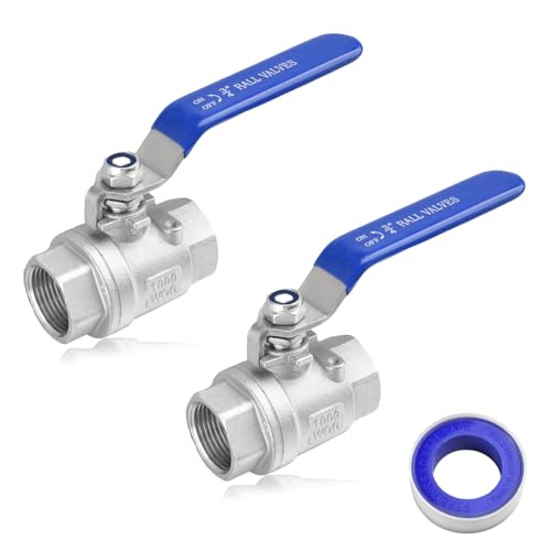 2 Pack Ball Valves 304 Stainless Steel 3/4 Inch NPT Female to Female Thread Full Port Ball Valve Pipe Connector with Lever Handle, Heavy Duty Shut Off Valve for Water, Oil, and Gas, 1000WOG - style: 3/4" Female x Female NPT-Long Handle