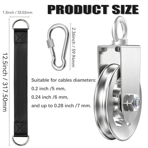 GardenNow Silent Gym Cable Pulley Wheel for Home DIY Gym Pulley System, Upgraded Heavy-Duty Bracket, 3.54 in/90 mm Gym Pulley for Maximum 660LBS Load, Compatible with LAT Pulldown& Cable Exercises - color: silver, size: 8